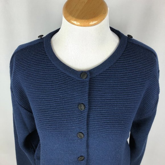 Vintage Jaeger Wool Cardigan Navy Size XL - Picture 3 of 6